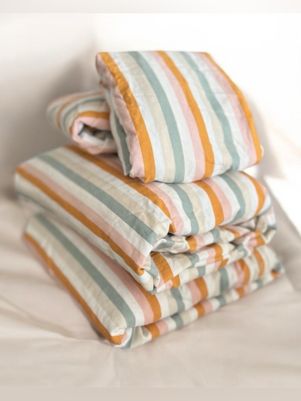 Queen Striped Percale 100% Cotton Sheet Set Pillowfort Pastel Seaside Beach Surf - Picture 3 of 3